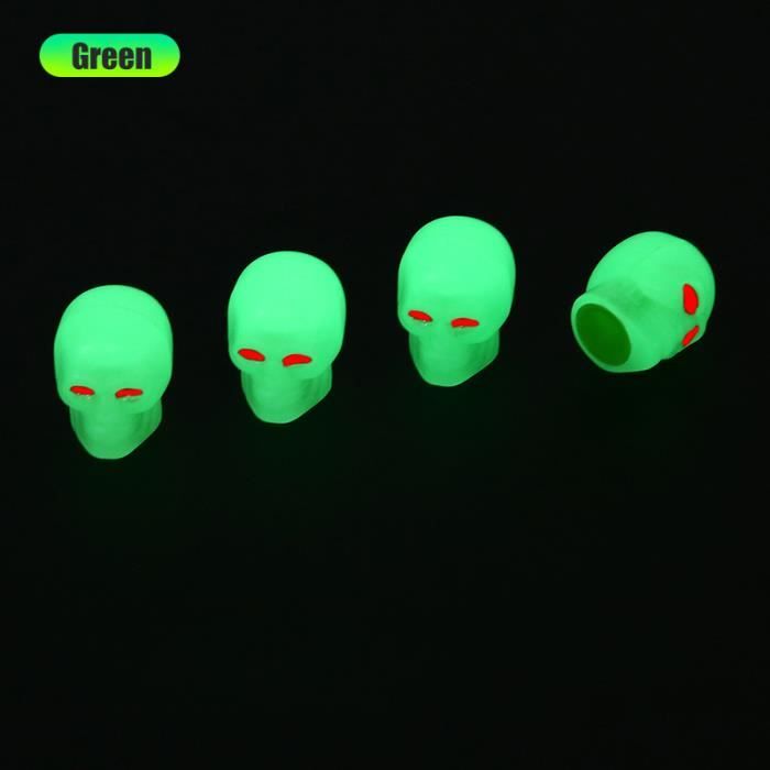 Bouchons De Valve Voiture Luminescents - Lot De 36 Pièces, Motif Crâne, Fluorescence Visible La Nuit - Personnalisation Universelle Pour Pneus