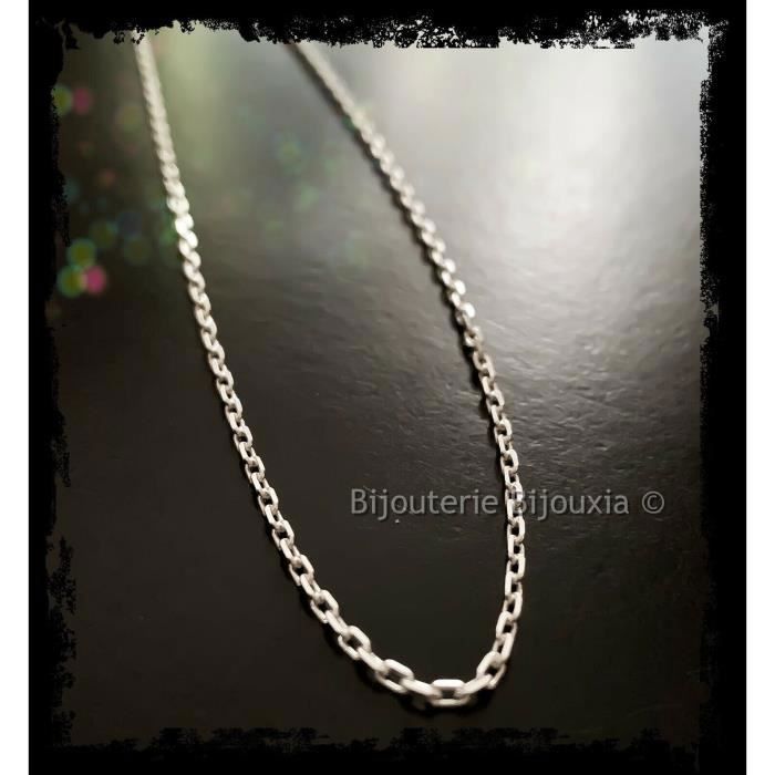 Chaîne de cou - BIJOUXIA - 60 cm - Argent massif 925/000 - Maille forçat - Poids 3 14 g