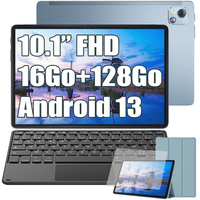 Blackview Tab 13 Pro Tablette Tactile Android 13 10.1 16Go+128Go-SD 1To 7680mAh(18W) 13MP+8MP 4GWiFiDual SIM Bleu Avec Clavier