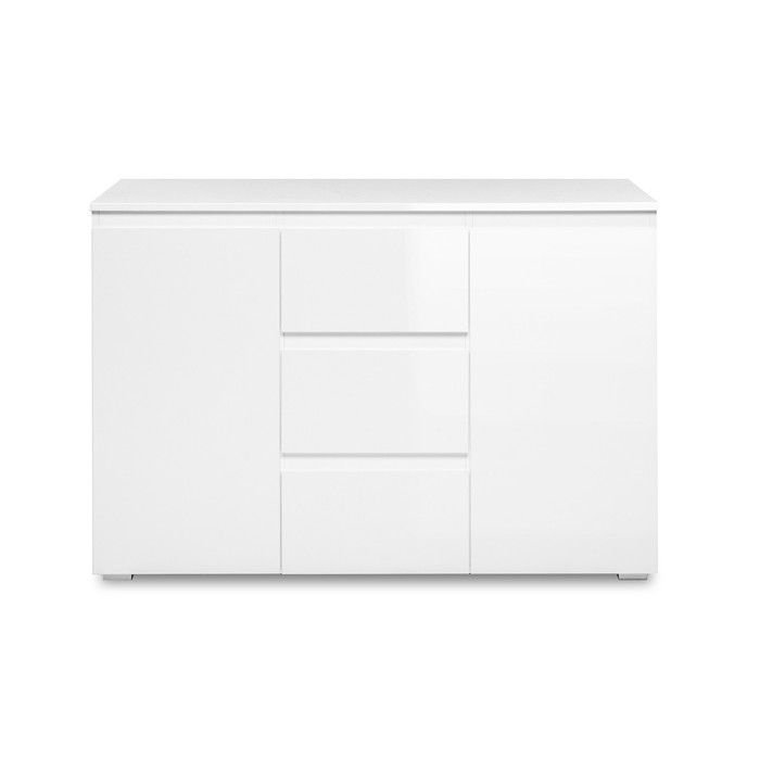 CALICOSY - Buffet 2 Portes 3 Tiroirs Blanc L120 cm - PRETORIA - Blanc