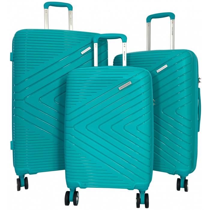 Set de 3 valises 55cm-65cm-75cm Synthétique BLEU TURQUOISE - BA8001A3 -