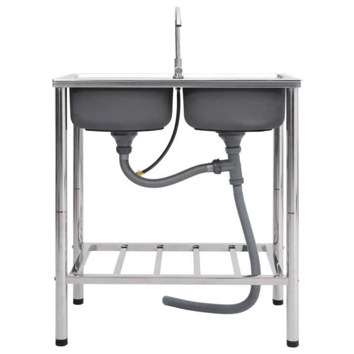 Évier Portable De Camping Avec Robinet, Réservoir, Pompe à Pied Et Distributeur De Savon - Neuf, Pratique