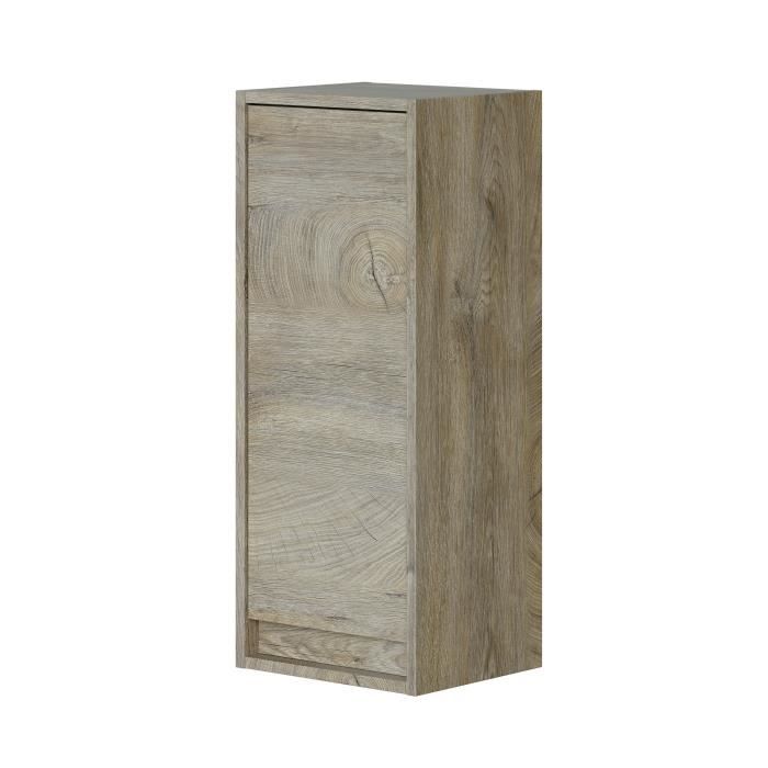 meuble colonne salle de bain - dmora - chêne d'alaska - 1 porte - contemporain