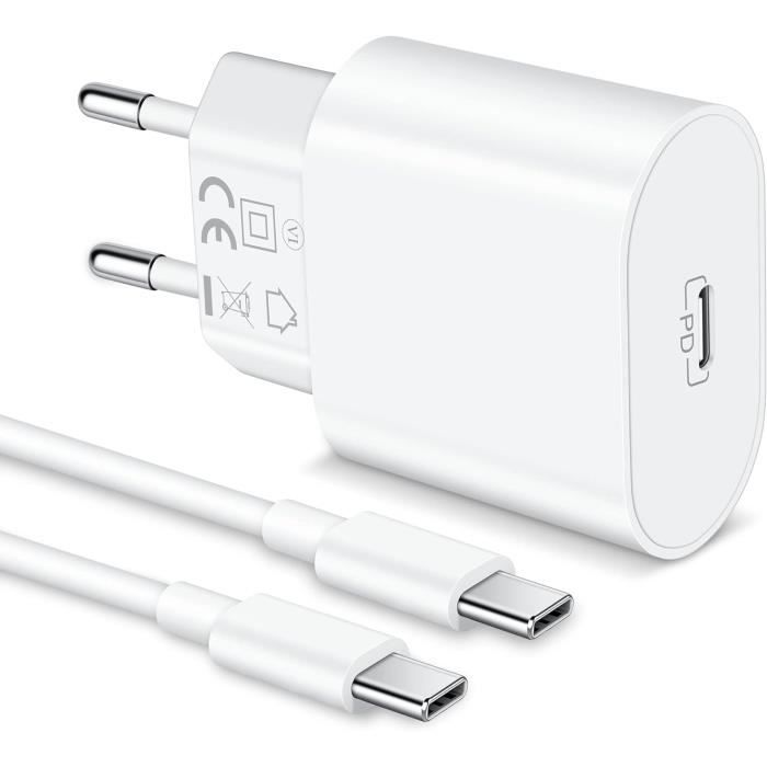 20W iPhone 15 Rapide Chargeur avec 2M USB C Câble,60W Type C Cable