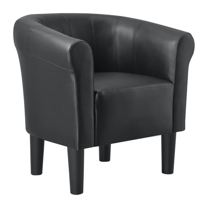 [en.casa] fauteuil chaise siège similicuir plastique noir 70 x 70 x 58 cm