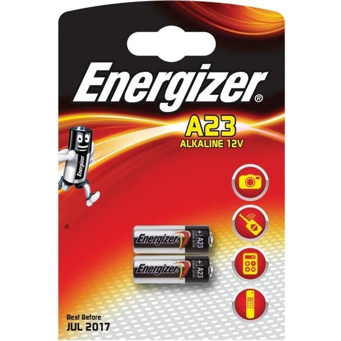 Energizer Lot de 2 piles alcalines A23 MN21 LRV08 GP23A 12V
