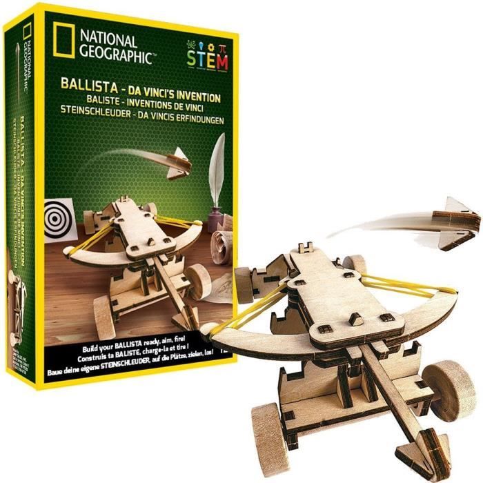 NATIONAL GEOGRAPHIC - Les inventions De Vinci - kit pour construire une baliste en bois sans outil