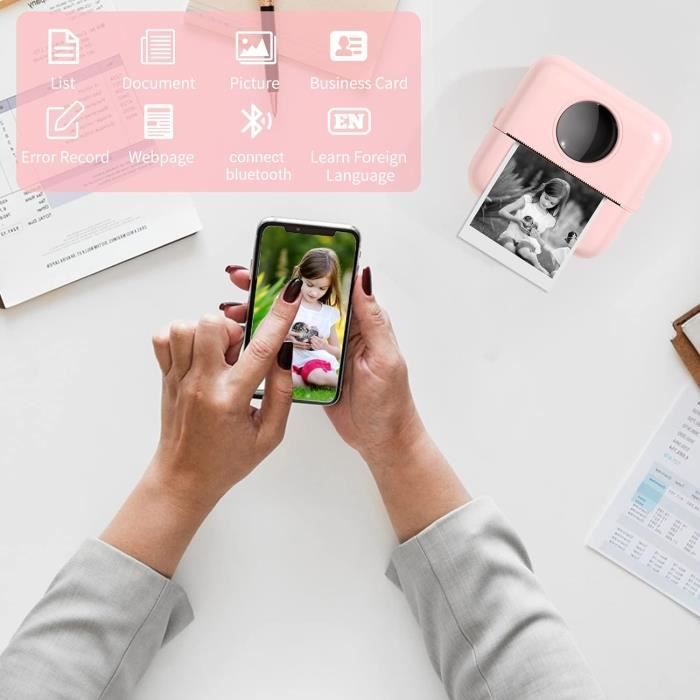 GuKKK Ini Photo Printer, Wireless, Bluetooth, Theral, Pink, 200 DPI - View #4