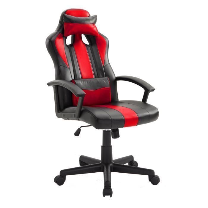 fauteuil de bureau-gamer noir et rouge crash