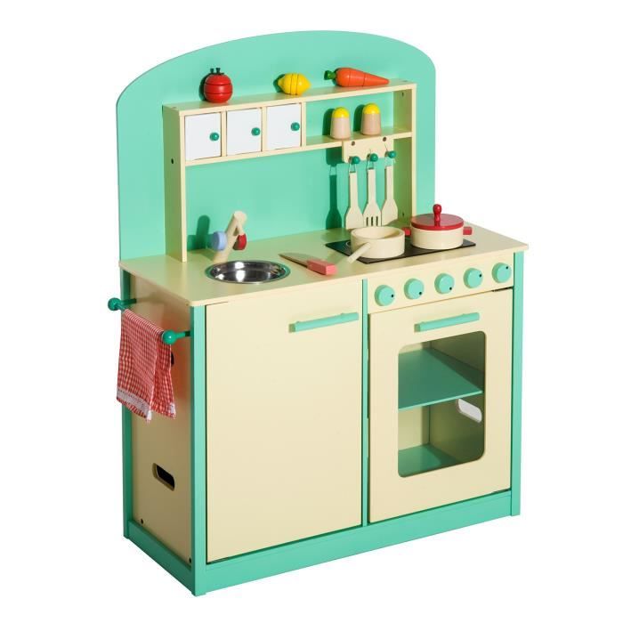 Cuisine En Bois Pour Enfants Lehoo Castle - Jeu D'imitation Petit Déjeuner Avec Fruits à Découper - Jouet Éducatif 2-6 Ans