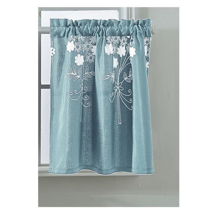 Rideau HONGBI Court Fleuri Brodé - 74*61cm - Bleu - Cdiscount Maison