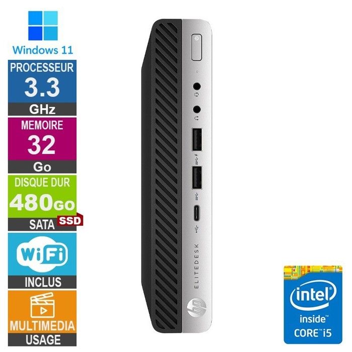 PC 800 G4 Mini i5 3.30GHz 480Go SSD Wifi W11 Très bon état - vue 3