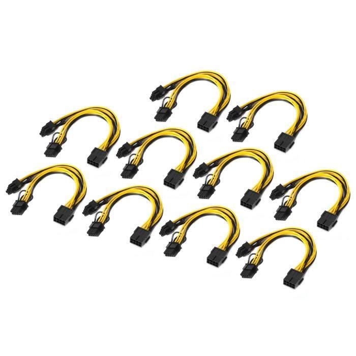 Câble PCIe 12VHPWR SilvStone - 2x Connecteurs 8 Pins Vers 12+4 Pins, Compatible RTX 40 Series, 600W, AWG16