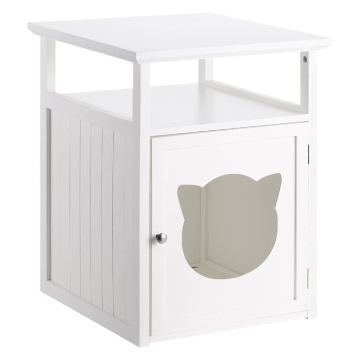 table de chevet - idimex - gato - espace nid pour chat - style campagne - blanc