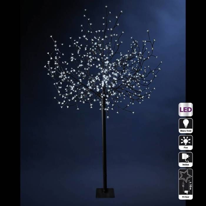 Arbre de décoration lumineux 600 LED Fleurs de prunus - Blanc