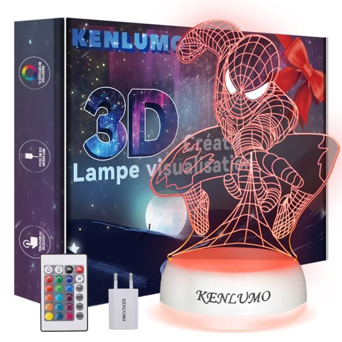 KENLUMO Lampe Spiderman Noël Enfant Cadeau Lampe de chevet LED
