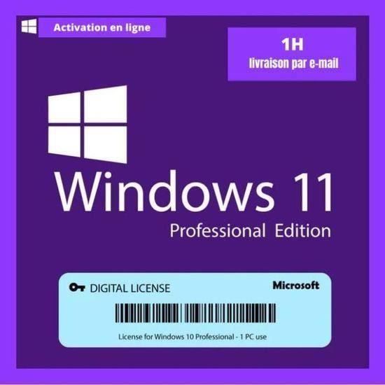Windows 11 Pro - clé d'activation en ligne- 5 PC