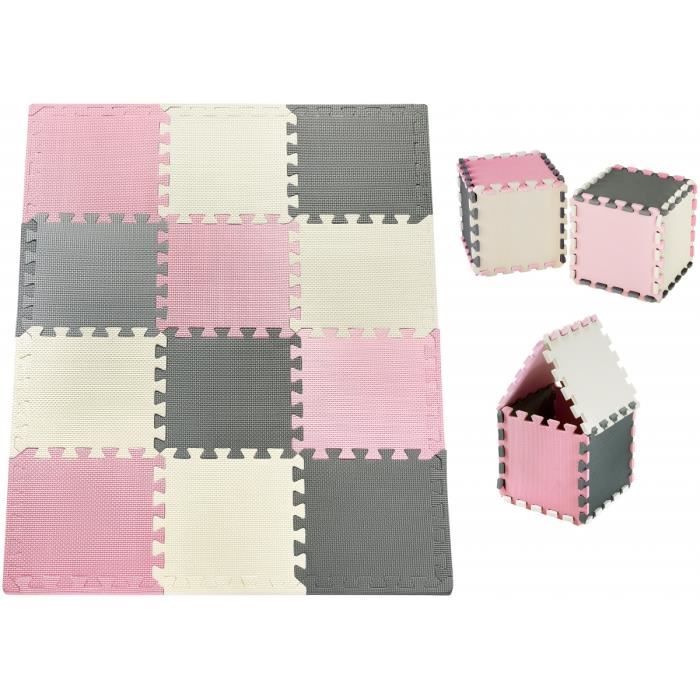 Tapis d'éveil bébé Moby-System 120x90x1,2cm - 12 pièces - Rose