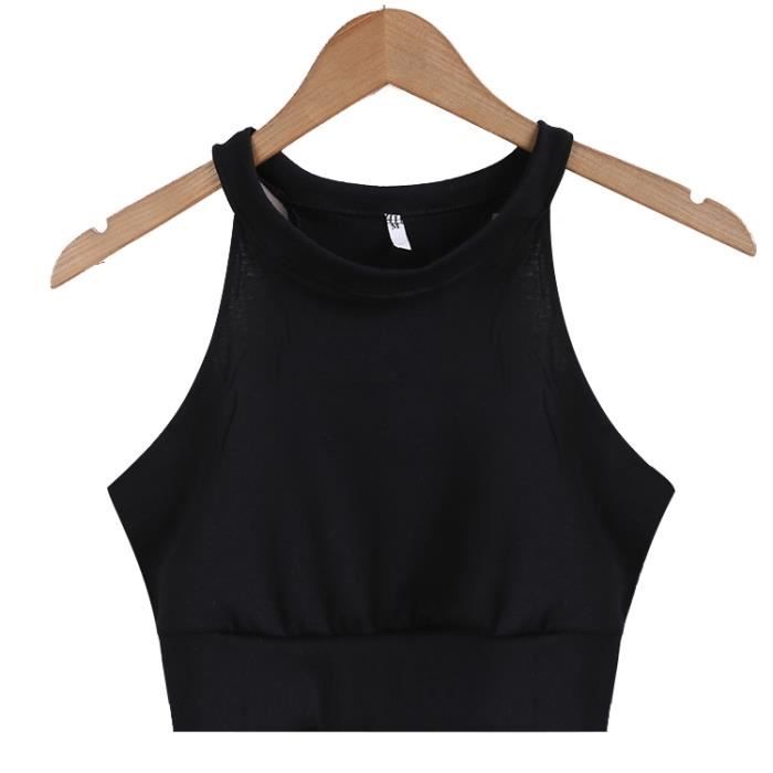 crop top noir sans manche