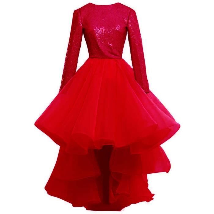 robe longue cocktail rouge