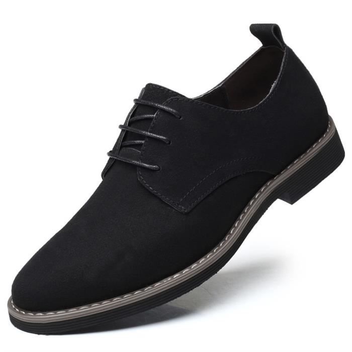 chaussures homme nubuck noir lacets richelieus léger grande petite taille 38-48