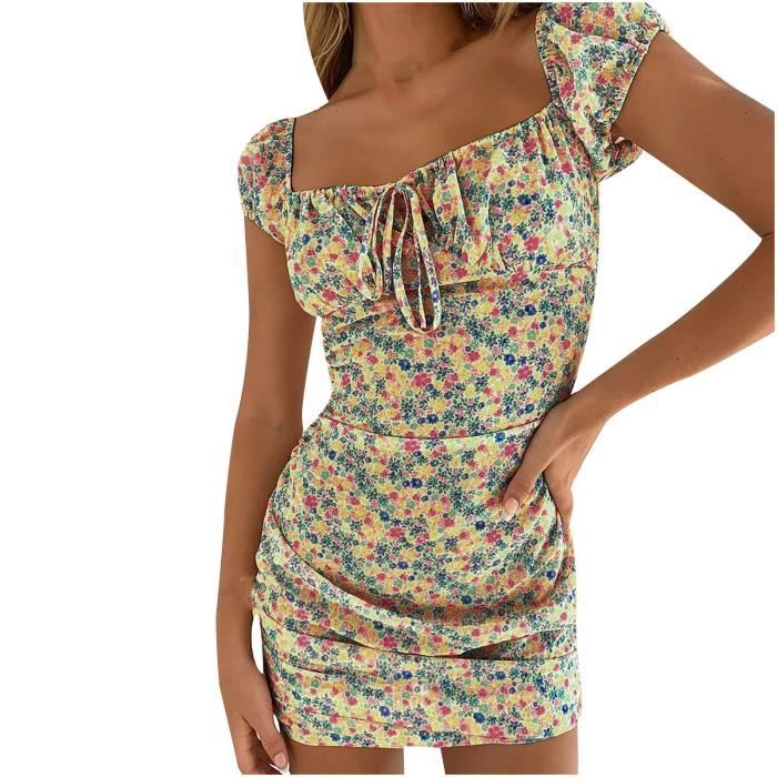 Ensemble élégant Pour Femme Avec Imprimé Floral Tropical * Manches, Col Rond Et Pantalon Large Taille Haute Avec Ceinture - Bloc De Couleurs