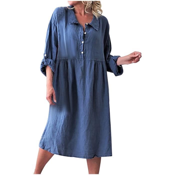 Robe D'été Sans Manches MOLERANI - Midi Loose Avec Poches - Col V Et Boutons Décoratifs - Taille S-2XL