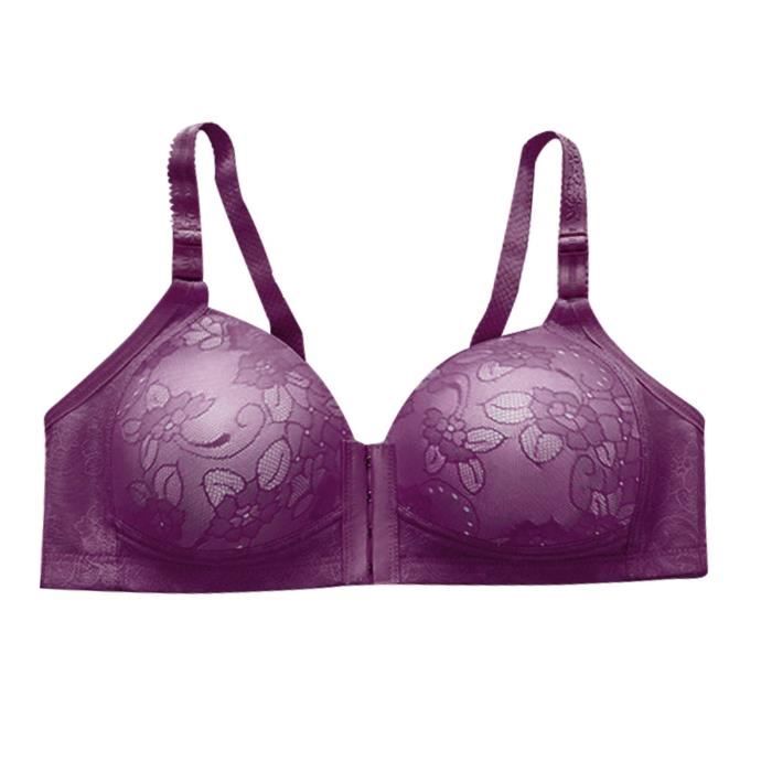 Soutien-gorge 110D En Coton Violet Brodé Fleurs Sans Armatures - Lingerie Femme
