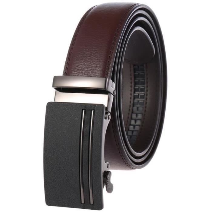 Ceinture Homme En Cuir à Boucle Automatique – Réglage Millimétrique Sans Trou – Largeur 35 Mm – Pour Costume Et Jeans