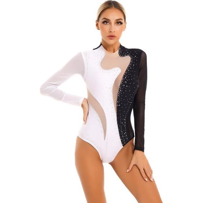 YIZYIF Femme Justaucorps Gymnastique Strass Manche Longue Leotard Gym  Patinage Artistique Danse S-XXL - Cdiscount Sport