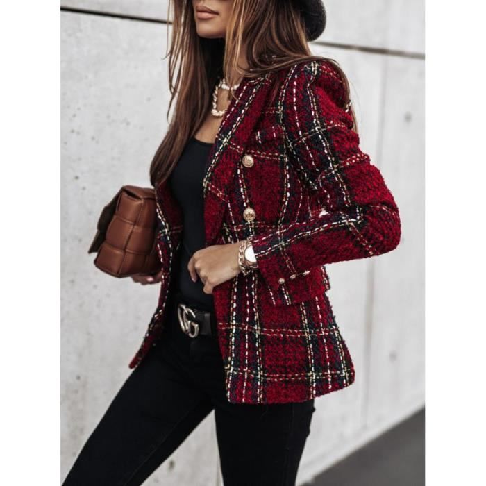 Blazer Femme En Velours Côtelé Uni - Manches Longues, Coupe élégante Pour Automne-hiver