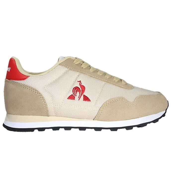 chaussures de running - le coq sportif - astra - mesh et cuir véritable - logo brodé - patch cousu