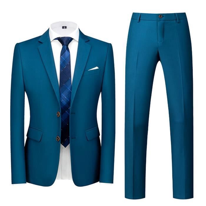 Costume Homme 2 Pièces Ajusté À Double Boutonnage Uni main image 0