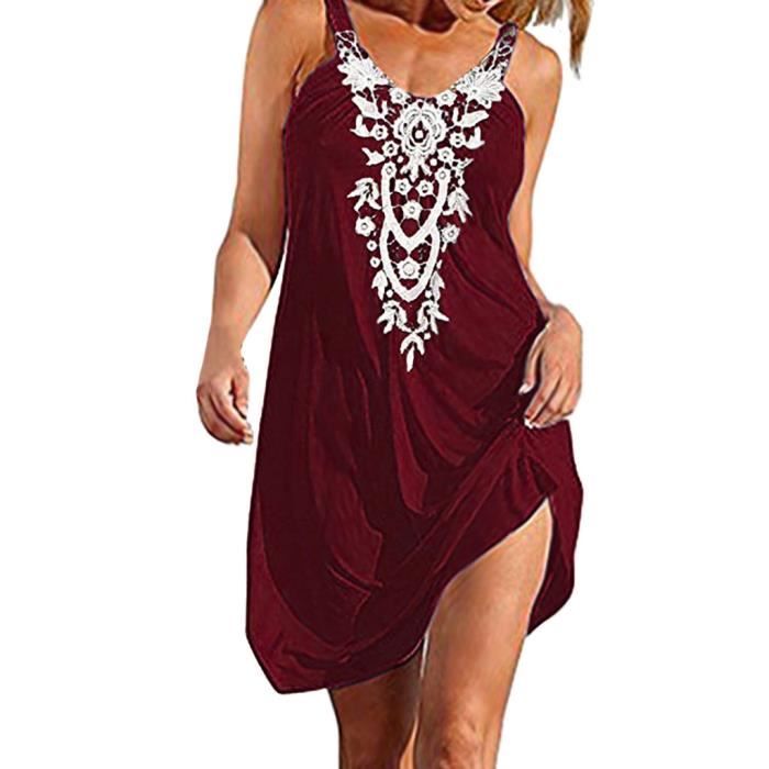 Robe Love Fire Bordeaux Taille S - Midi, Sans Manches, Col Simili Dentelle - Neuve Avec étiquette