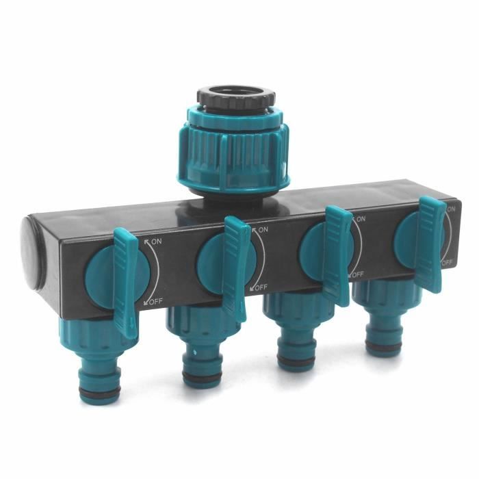 Répartiteur D'eau 4 Voies Avec Vannes Individuelles - Pour Arrosage Jardin, Irrigation - Connexions Filetées