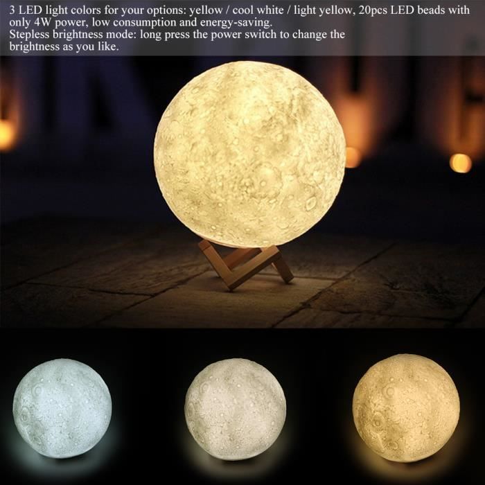 3D USB LED Lampe magique au clair de lune Bureau de table Veilleuse Atmosphère déclairage Décoration Avec 3 couleurs Pour maison