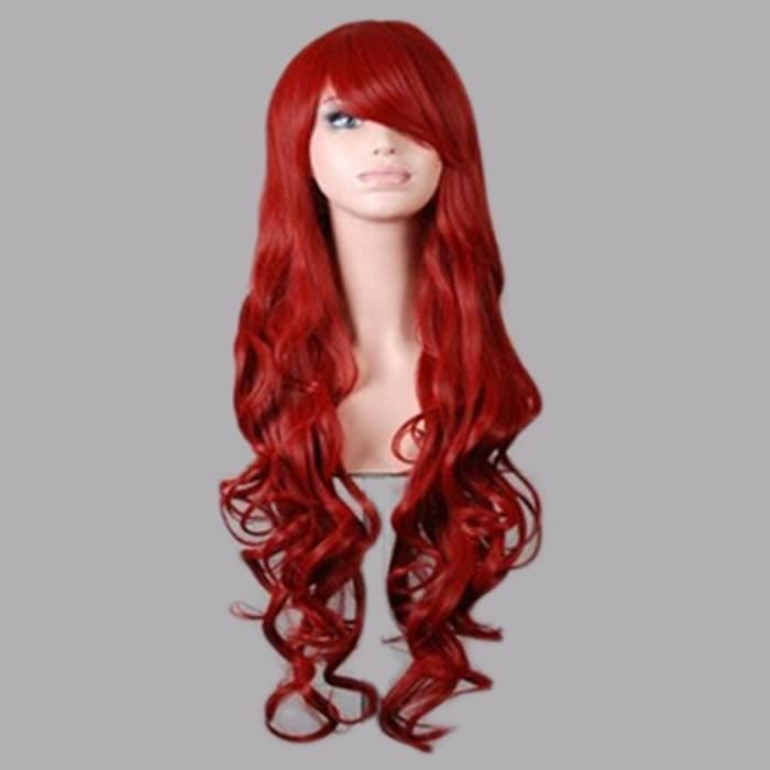 perruque cheveux long rouge