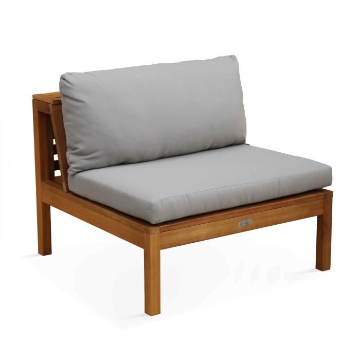 fauteuil de jardin bas en bois d'eucalyptus taupe - oviala - maupiti - blanc - bois massif - meuble de jardin