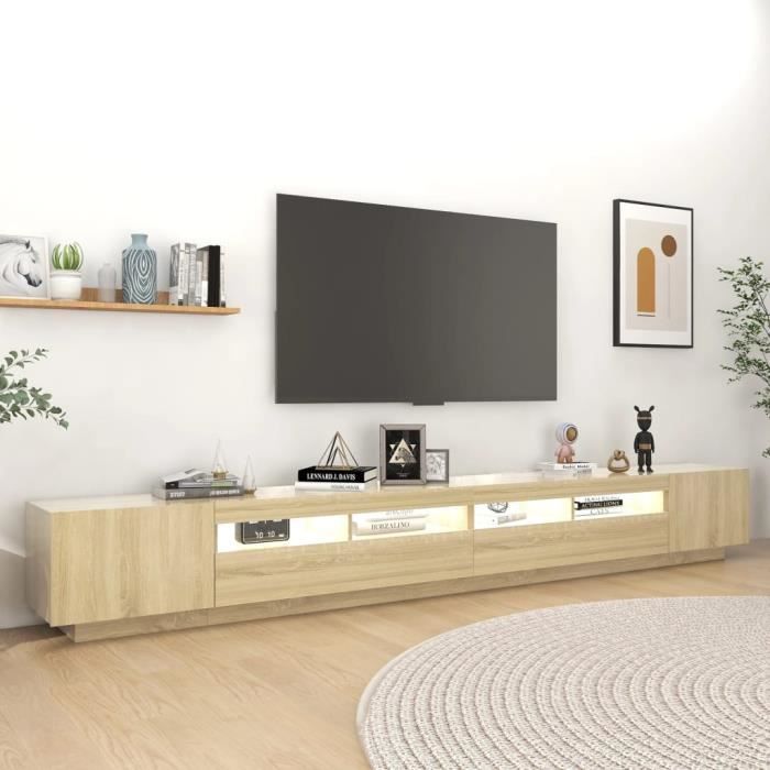 LVL - MEUBLE DE SEJOUR - Meuble TV avec lumières LED Chêne sonoma 300x35x40 cm(1104)