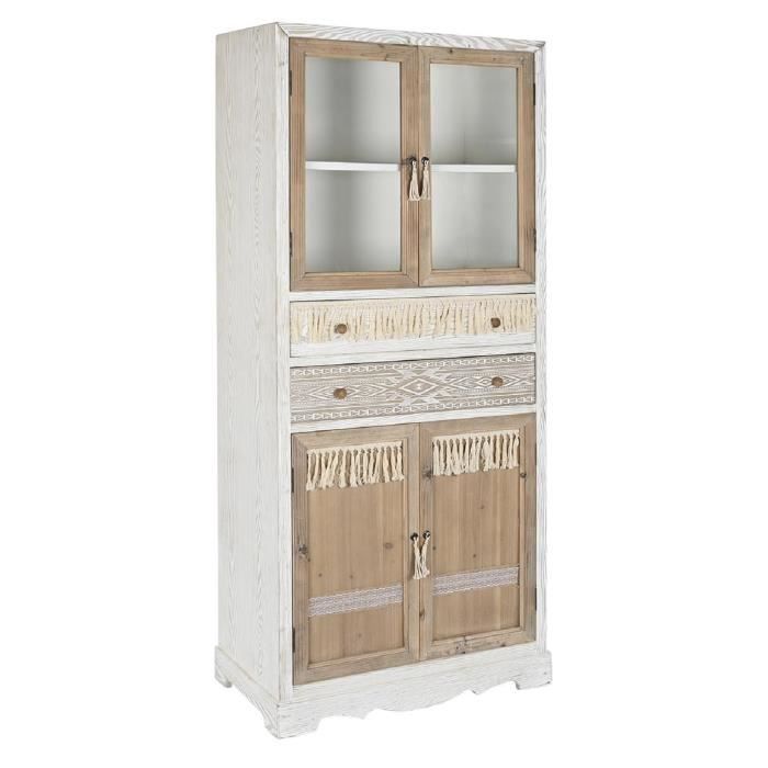 Vitrine Vaisselier Baroque En Bois Et Verre - 194x88x44 Cm - 4 Étagères