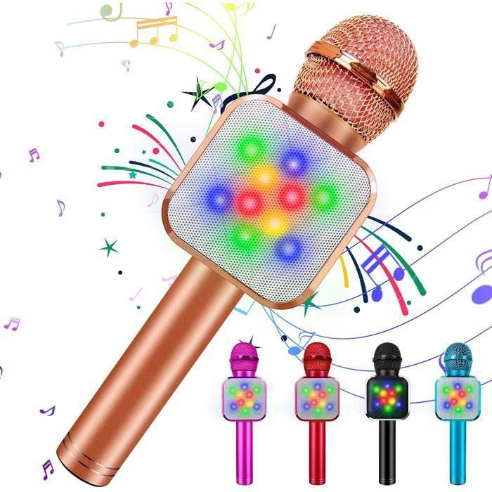 Microphone Karaoké Sans Fil Bluetooth PIMPIMSKY Micro Haut-Parleur Portable Avec Lumières pour Enfants/Adultes Chanter à La Maison