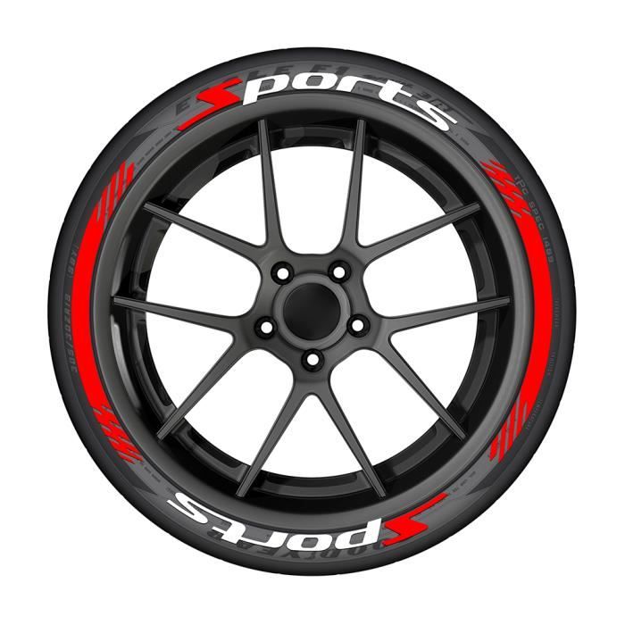 Autocollants pour pneus de voiture-8 PCS lettres 3D autocollants décoration pneus voiture DIY pour pneus(sport+rayures rouge)