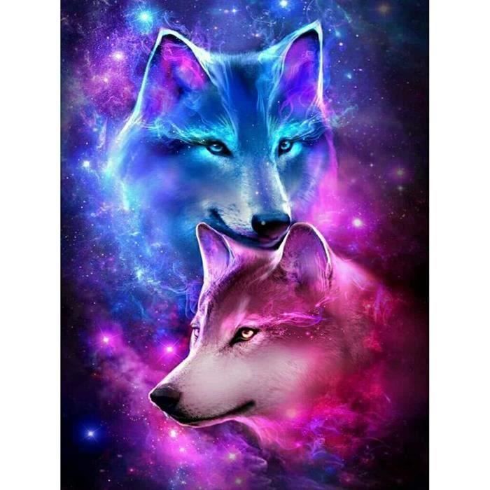 Broderie Diamant Animaux 5D Diamond Painting Loup, Peinture Diamant 5D Complet Pour Adultes,Home Diamond Painting Lion