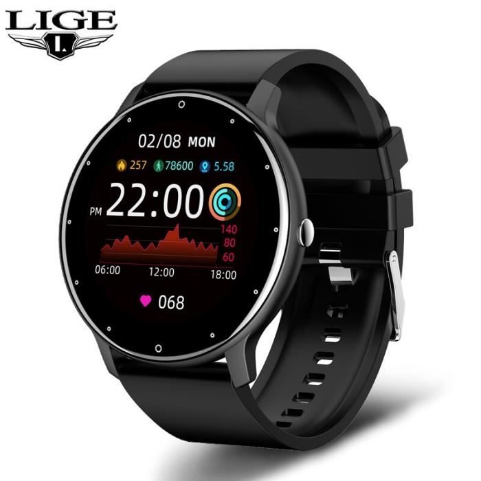 RUMOCOVO Montre Connectée de sport pour hommes et femmes écran tactile multifonction étanche Le noir