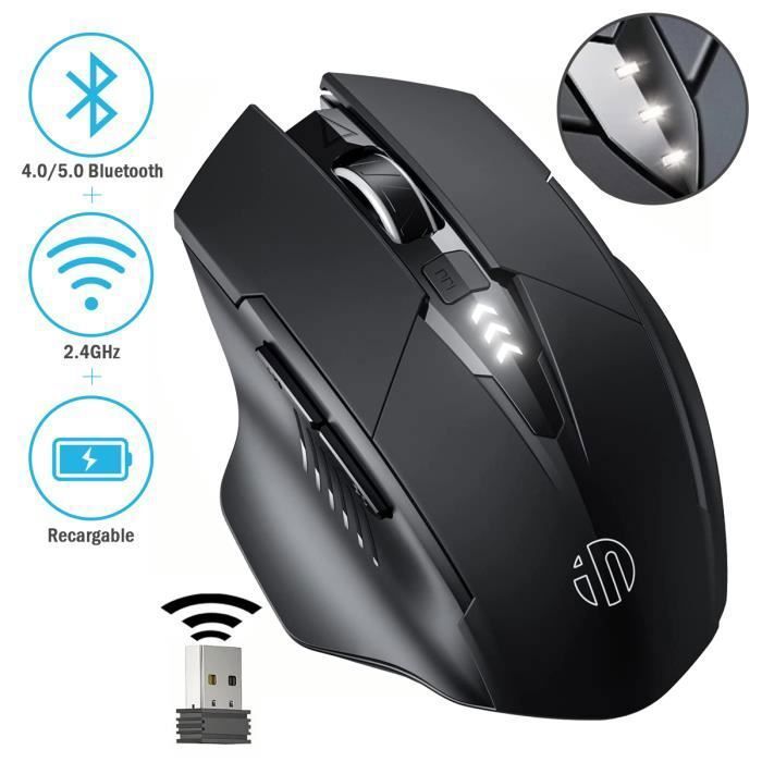 Souris Bluetooth, INPHIC Souris sans Fil Bluetooth Rechargeable