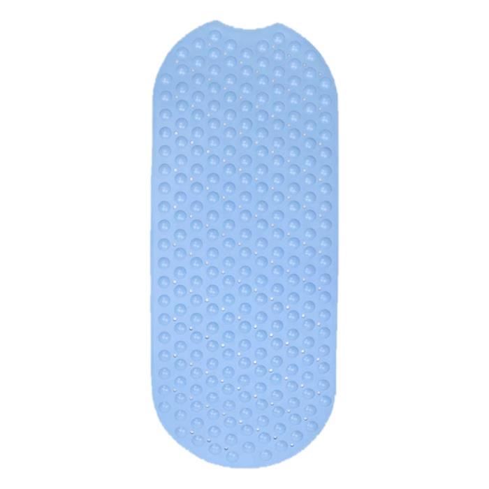 Tapis De Baignoire Extra Long 100x40 Cm Antibactérien Antidérapant - 200 Ventouses, Bleu, Lavable Machine