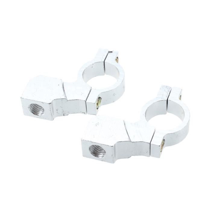 2 Pièces Adaptateur Rétroviseur Pour Guidon Moto 22mm (7/8") - Filetage 8mm - Argenté