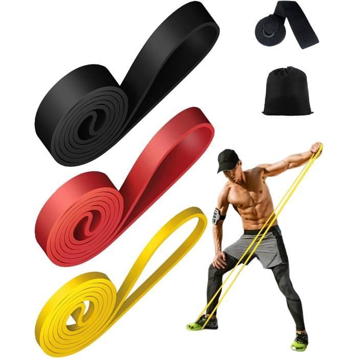 Lot De 5 Bandes De Résistance Fitness + Ancre De Porte Et Sac - Latex, 5 Niveaux, Neuf