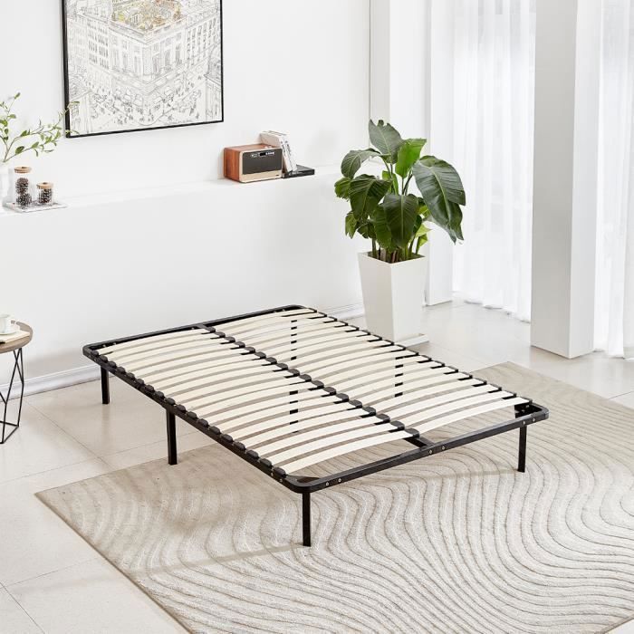STANEW Sommier à Lattes sur Pieds-7 Pieds Inclus - Lit (140 x 190 cm)