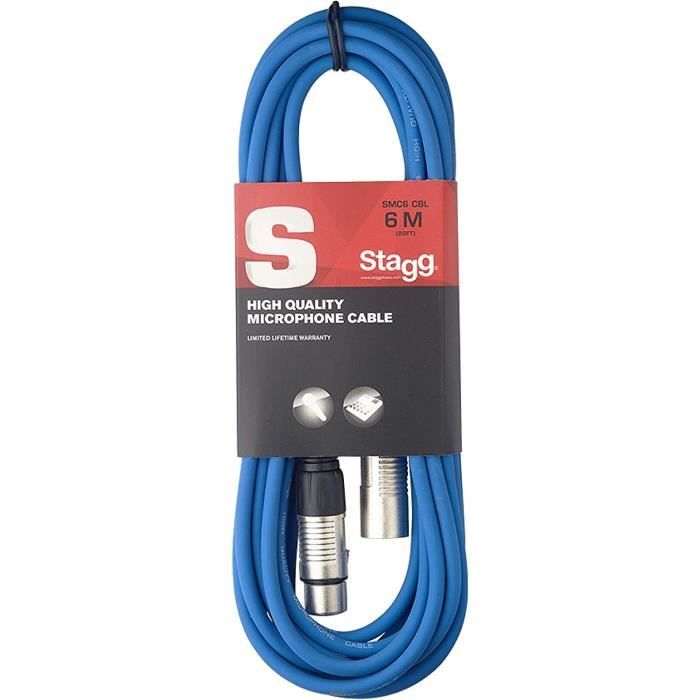 Stagg SMC6 CBL - Câble Microphone XLR - 6 mètres bleu